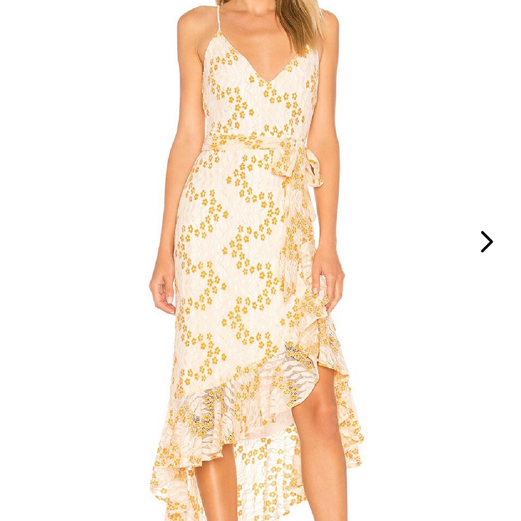 Lovers + Friends Yellow And White Ruffled High-Low Sundress